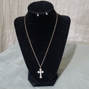 Cross Necklace and Earrings Set.